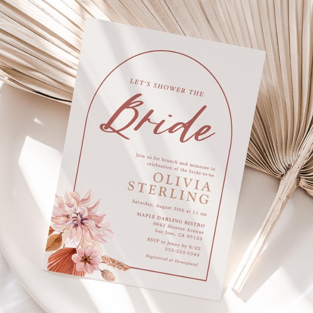 Invitation Neutre et boue rose florale Douche La mariée (Créateur téléchargé)