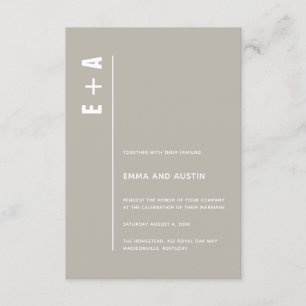 Invitation Neutre moderne minimal Gras Initiales Mariage