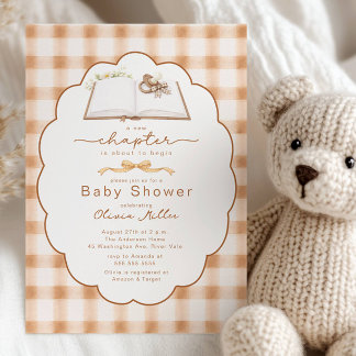 Invitation New Chapter Neutral Book Baby Shower Invite