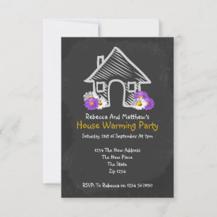 Invitation New House Warming Party Blackboard Doodle
