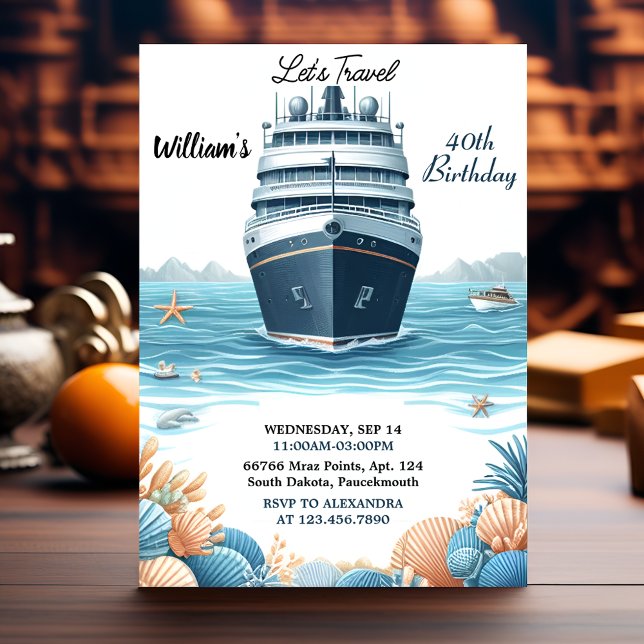 Invitation New Ocean Waves Travel Ancre Yacht 40e anniversair (Créateur téléchargé)
