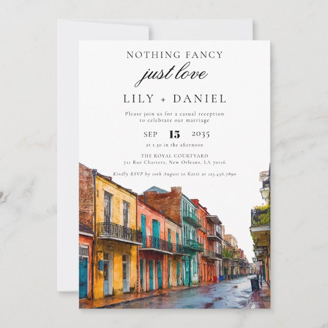 Invitation New Orleans Elopement Wedding Reception (Devant)