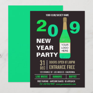 Invitation New Years Eve Club/Society Bash ajouter Logo invit