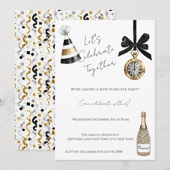 Invitation New Year's Eve Party (Devant / Derrière)