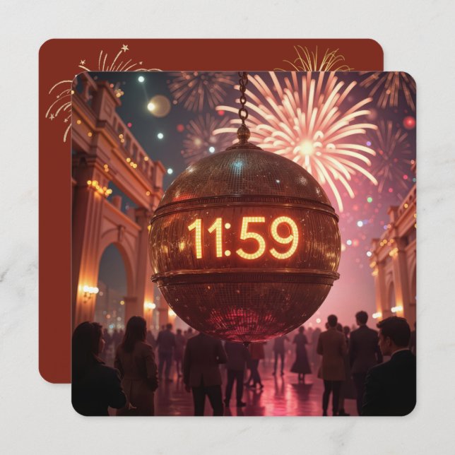 Invitation New Year's Eve Party Countdown Clock (Devant / Derrière)
