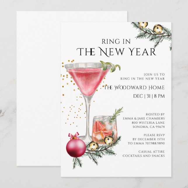 Invitation New Year's Eve Party Ring In The New Year (Devant / Derrière)