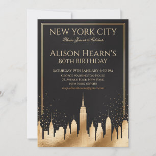 Invitation New York 80e Anniversaire Or Noir
