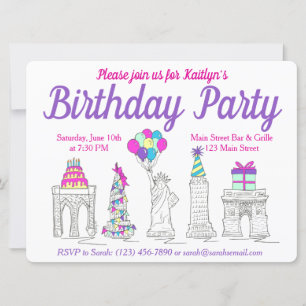 Invitation New York City NYC Landmarks fête d'anniversaire