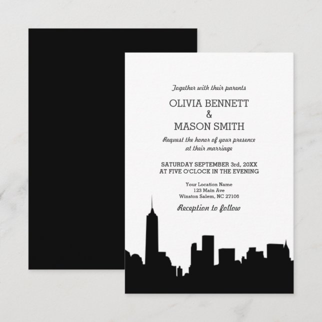Invitation New York City Skyline Cityscape (Devant / Derrière)