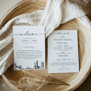 Invitation New York City Skyline Wedding Program 5x7 Card