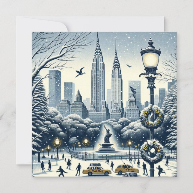 Invitation New York Holiday Elegance - Noël personnalisable (Devant)