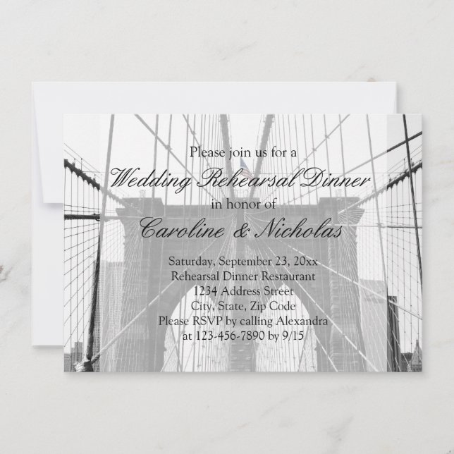 Invitation New York Mariage NYC Brooklyn Bridge (Devant)