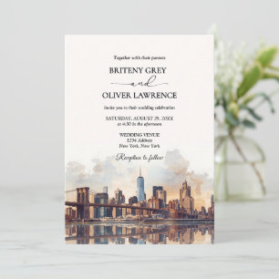 Invitation New York Watercolor Skyline Destination Wedding