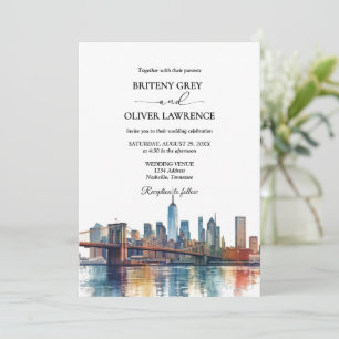 Invitation New York Watercolor Skyline Destination Wedding