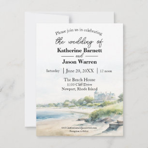 Invitation Newport Rhode Island Beach Watercolor Mariage