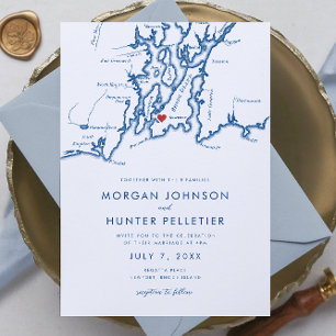 Invitation Newport RI Elegant Marine bleu minimaliste Mariage