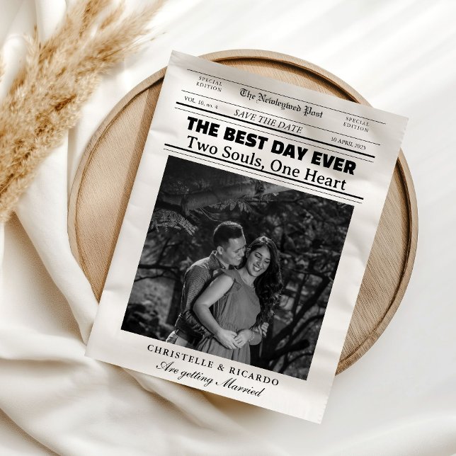 Invitation Newspaper Wedding Timeline & Program Infographic (Créateur téléchargé)