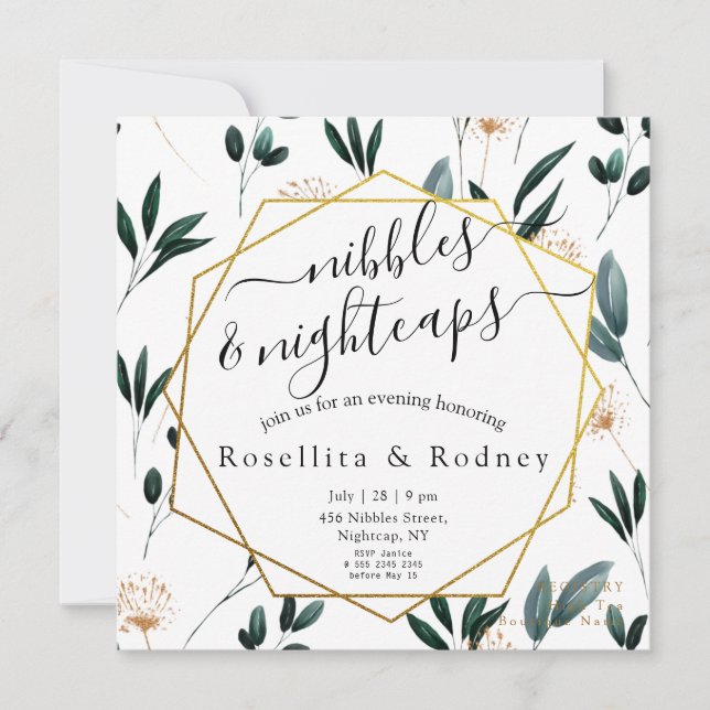 Invitation Nibbles & Nightcaps 🌙 🥂 partie d'engagement (Devant)