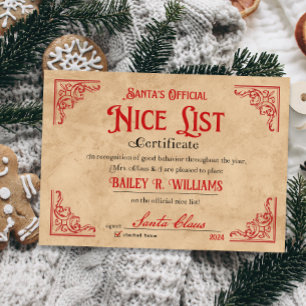 Invitation Nice Certificat de Père Noël North Pôle Magique