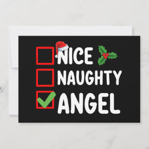 Invitation Nice Naughty Angel Liste de Noël Famille de vacanc