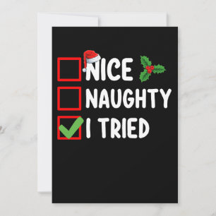 Invitation Nice Naughty I Trié Père Noël Liste de Noël Vacanc