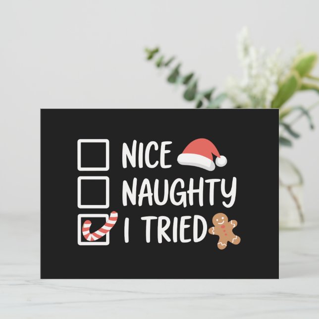 Invitation Nice Naughty J'Ai Essayé Père Noël Naughty List Dr (Debout devant)
