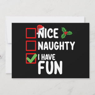 Invitation Nice Naughty J'Ai Fun Père Noël Christmas List