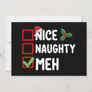 Invitation Nice Naughty Meh Funny Liste de Noël