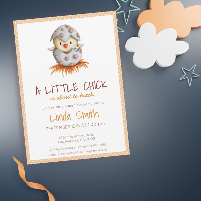 Invitation Nid de bébé oiseau bébé orange blanc Neutre Shower (Créateur téléchargé)