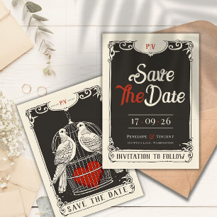 Invitation Nid de Lovebirds vintage Enregistrer la date