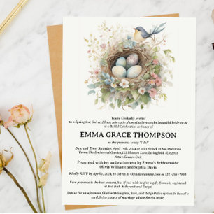 Invitation Nid d'oiseaux d'aquarelle et Fête des mariées de p