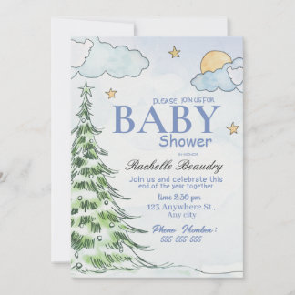 Invitation Night Christmas tree baby shower