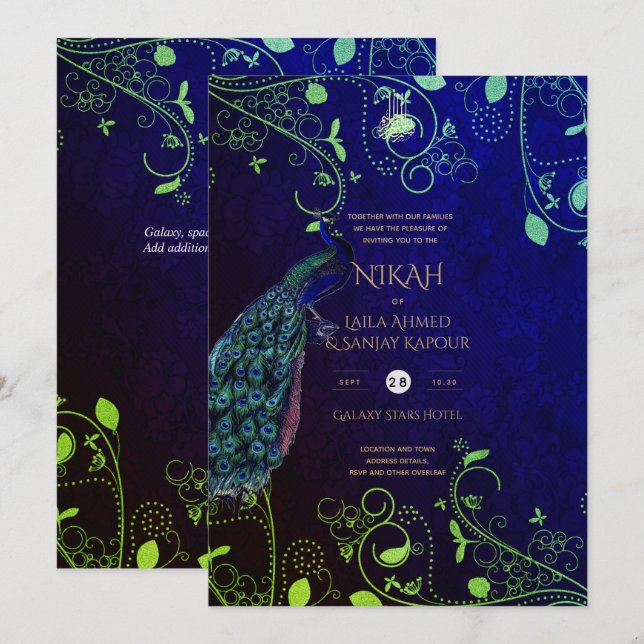Invitation NIKAH Galaxy Mariage Inviter la calligraphie islam (Devant / Derrière)