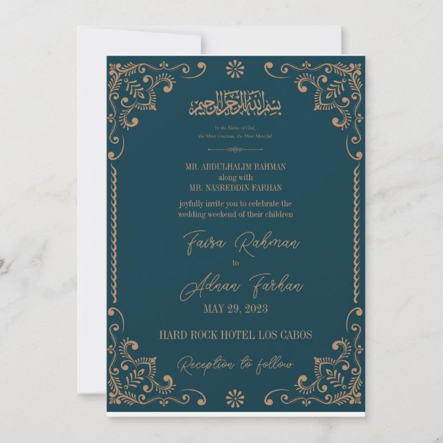 invitation nikah, invitation musulmane (Devant)