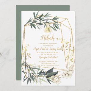 Invitation Nikah - Verdure or Motif islamique Mariage Invitat
