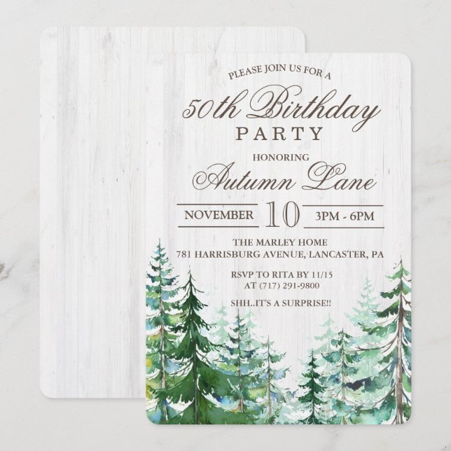 Invitation N'IMPORTE QUEL ÂGE - Adulte Anniversaire Fête Invi (Devant / Derrière)