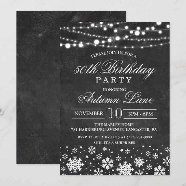 Invitation N'IMPORTE QUEL ÂGE - Adulte Anniversaire Fête Invi (Devant / Derrière)
