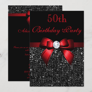 Invitation N'importe quel âge Anniversaire Faux Sequins Bow N