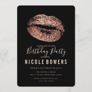 Invitation N'IMPORTE QUEL ÂGE - Anniversaire Rose Gold Lips I