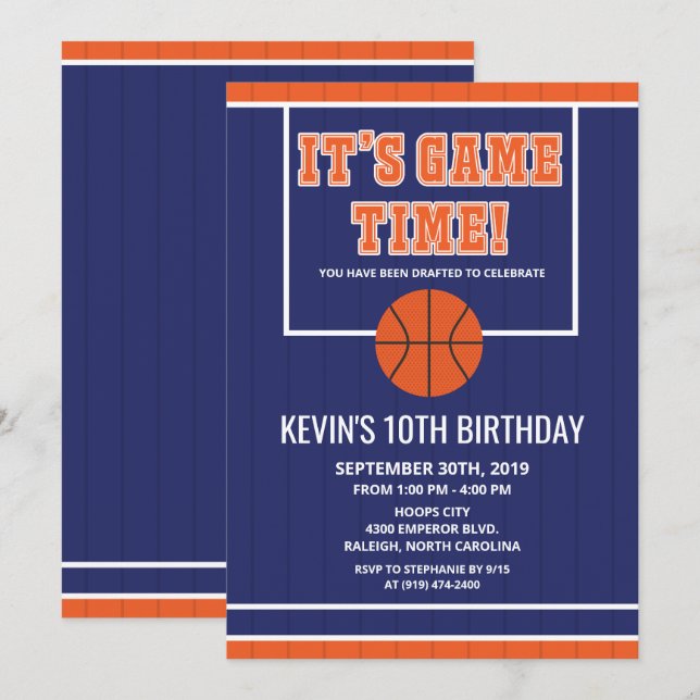 Invitation N'IMPORTE QUEL ÂGE - Basketball Anniversaire Invit (Devant / Derrière)