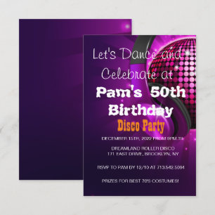 Invitation N'importe quel âge -Disco fête d'anniversaire