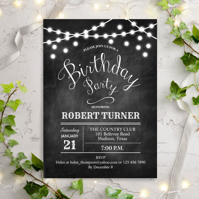 Invitation N'importe quel âge fête d'anniversaire - Chalkboar (Créateur téléchargé)