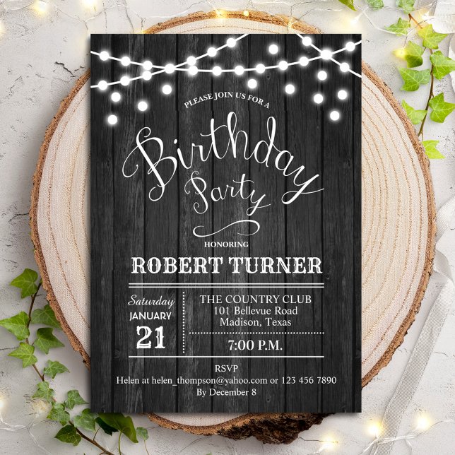 Invitation N'importe quel âge fête d'anniversaire - Rustic Gr (Créateur téléchargé)