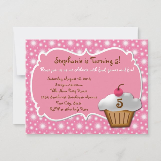 Invitation N'importe quel âge, la houle douce Cupcake Anniver (Devant)