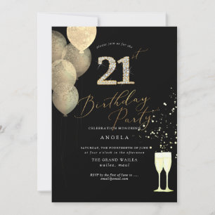 Invitation N'importe quel âge, les ballons de Parties scintil