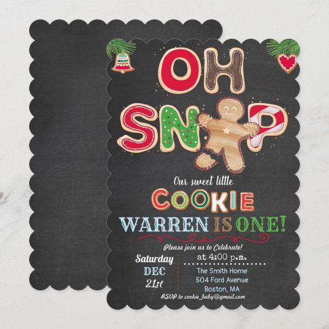 Invitation N'IMPORTE QUEL ÂGE - Oh Snap Gingerbread Invitatio (Devant / Derrière)