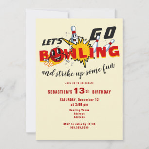 Invitation N'importe quel âge Retro Mascot Bowling Anniversai