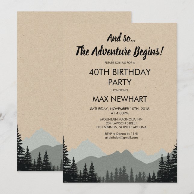 Invitation N'IMPORTE QUEL ÂGE - Rustic Birthday Party Invitat (Devant / Derrière)