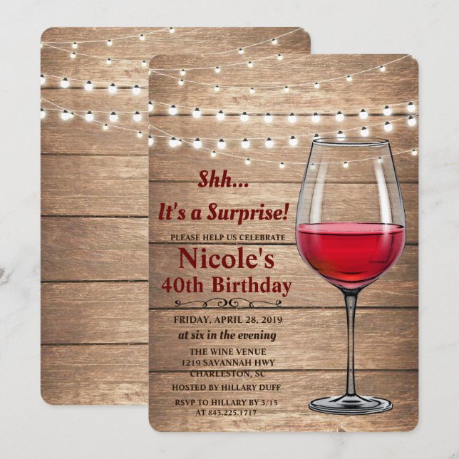Invitation N'IMPORTE QUEL ÂGE - Vins Éclairants Anniversaire  (Devant / Derrière)