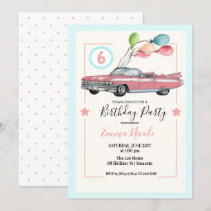 Invitation N'IMPORTE QUEL ÂGE - Voiture Fête d'anniversaire